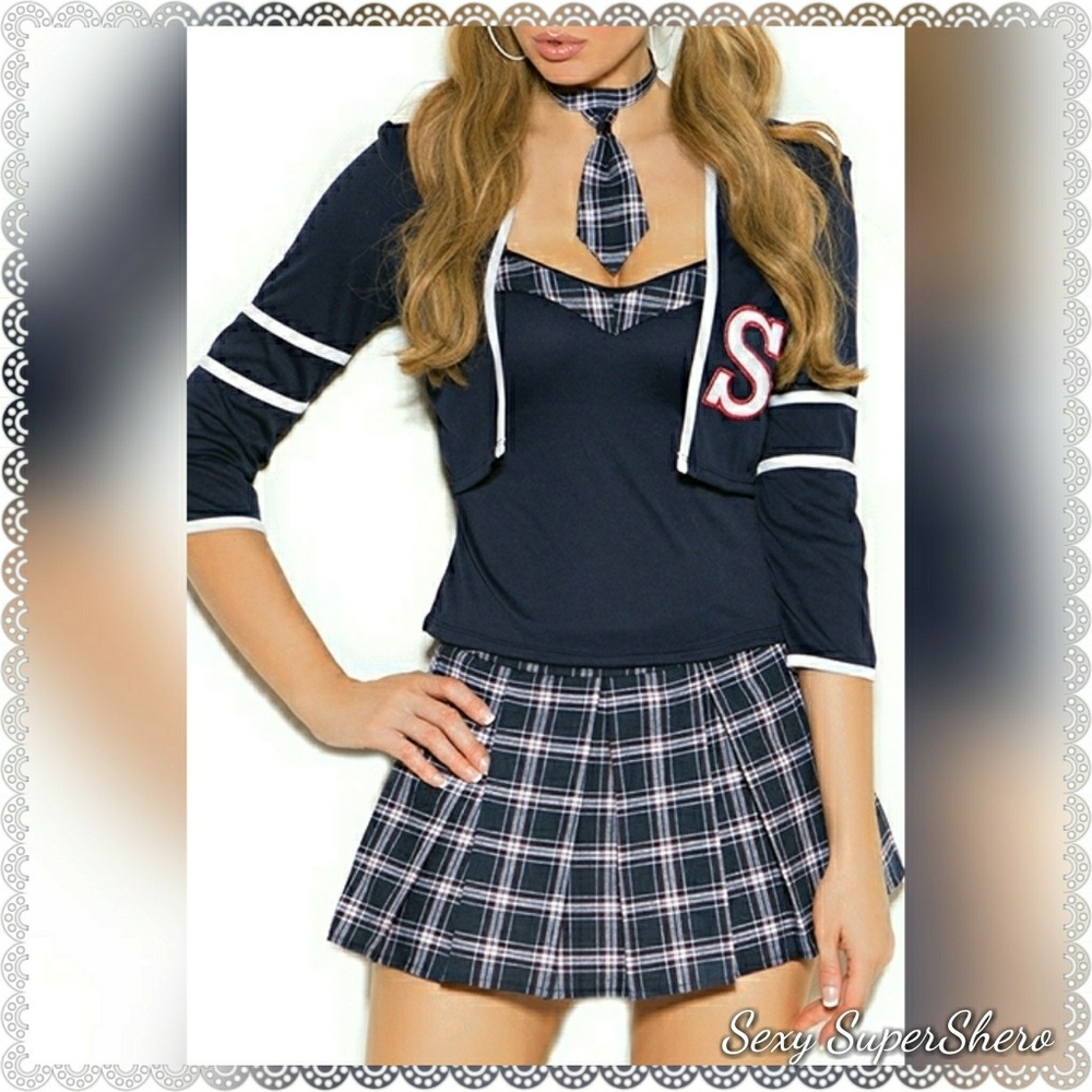 🆕🎃"S is for Sexy" 4 pc. School Girl Costume! Nav - Picture 2 of 8